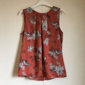 Nightingale Silky Burnt Orange Pleated Tank Top